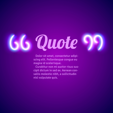 Retro hipster neon glowing quote marks frameのイラスト素材