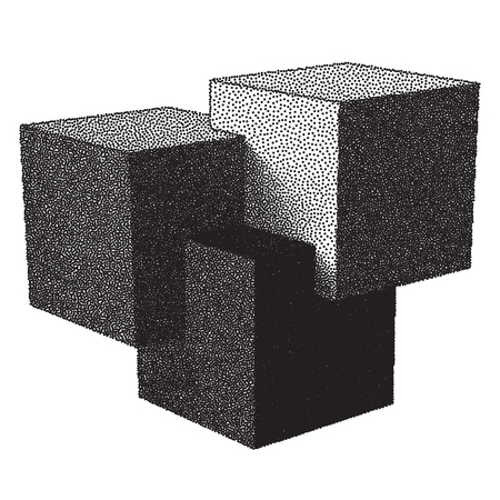 3D logo with cubes and dotwork gradientのイラスト素材