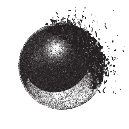 Dotwork raster ball object explosion with particlesのイラスト素材