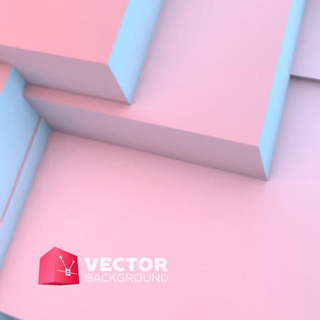 Abstract background with overlapping rose quartz and serenity cubesのイラスト素材