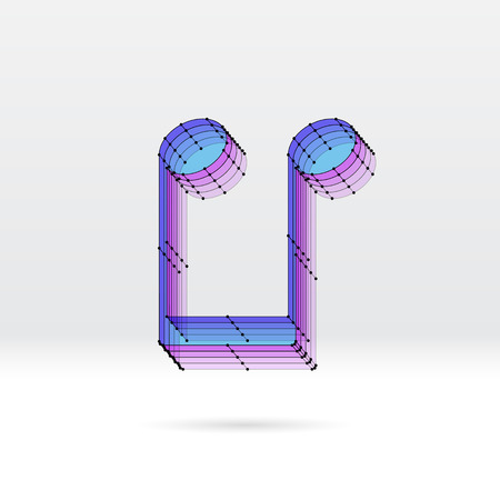 Transparent 3D music note with dotted wire schemeのイラスト素材