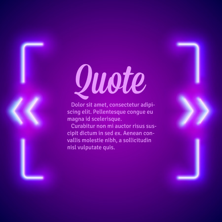 Retro hipster neon glowing quote marks frameのイラスト素材