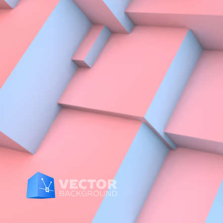 Abstract background with overlapping rose quartz and serenity cubesのイラスト素材