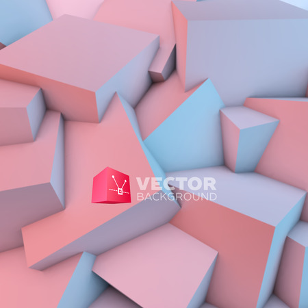 Abstract background with overlapping rose quartz and serenity cubesのイラスト素材