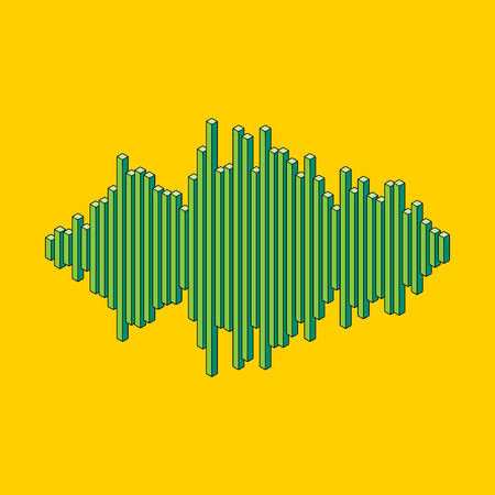 Flat isometric music wave made of peak linesのイラスト素材
