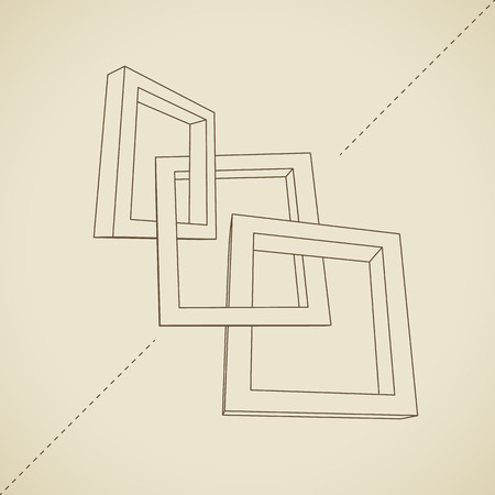 Three schematic rectangular 3D frames for your presentationのイラスト素材