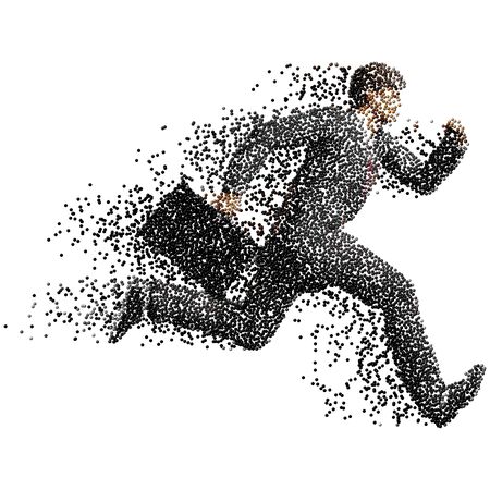 Running businessman figure made of scattered ballsのイラスト素材