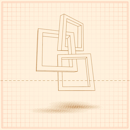 Three schematic rectangular 3D frames for your presentationのイラスト素材