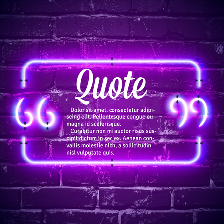Retro hipster neon quote marks on the wallのイラスト素材