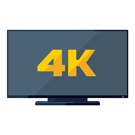 TV flat icon with golden 4k signのイラスト素材