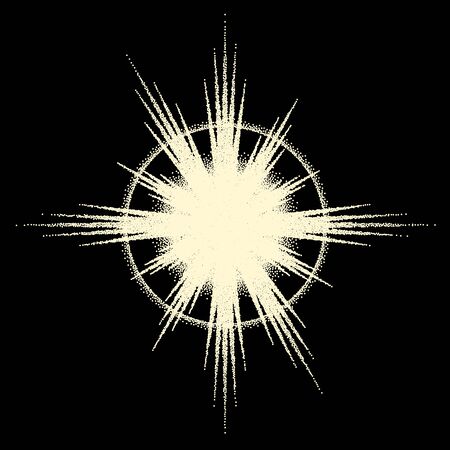 Vintage dotwork star, sparkle, sunburst or flare with raysのイラスト素材
