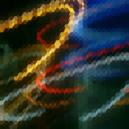 Background with colorful hex grid and blurred picture