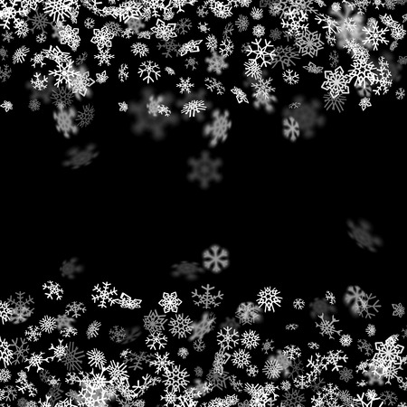Snowfall background with snowflakes blurred in perspectiveのイラスト素材