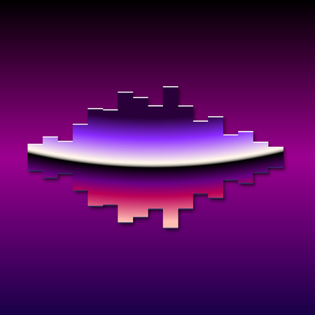 80s styled sound wave. 1980 chrome designのイラスト素材