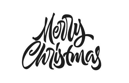 Merry Christmas calligraphic hand drawn lettering isolated elementのイラスト素材