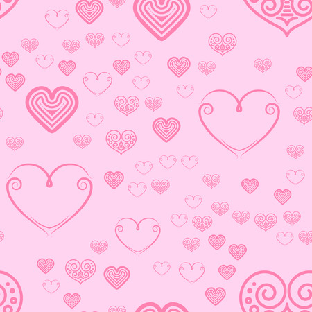 Valentines Day seamless pattern with pink hearts sprayed for background, card or wrapping paperのイラスト素材