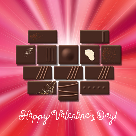 Valentines Day card with chocolate candy heart collectionのイラスト素材