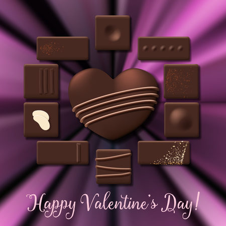 Valentines Day card with chocolate candy heart collectionのイラスト素材