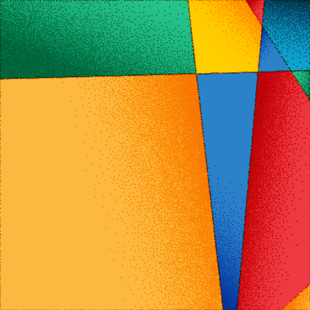 Abstract background with vibrant colors and retro styled vintage dotwork gradients on triangular gridのイラスト素材