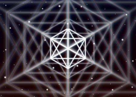 Magic hexagon symbol spreads the mystic energy in spiritual space
