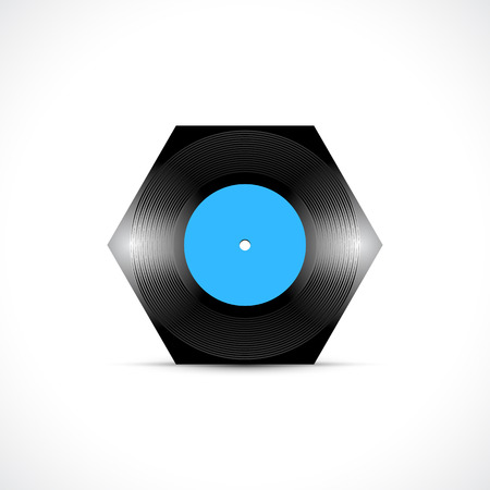 Lathe cut custom vinyl disc 7 inch LP record with shiny groovesのイラスト素材