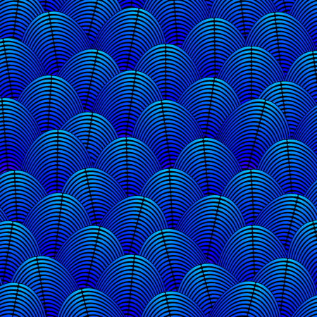 Feather styled background with curved lines styled as exotic bird plumageのイラスト素材