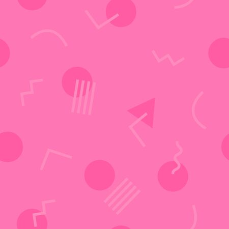 Seamless pattern with 80s memphis style and single tone colorsのイラスト素材
