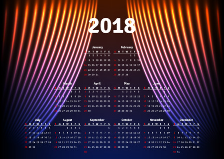 Calendar 2018 horizontal A4 format starts Sundayのイラスト素材