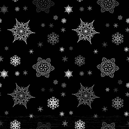 Christmas snowflake pattern with falling snow.のイラスト素材