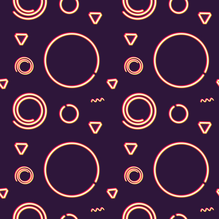 Neon seamless pattern with memphis and 80s style shapesのイラスト素材
