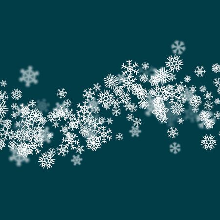 Christmas snow seasonal background with scattered snowflakes falling in winter time for New Years holidaysのイラスト素材