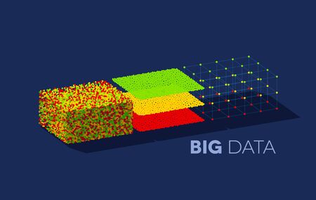 Big data illustration with structuring map reduce process showing clusters of data sequencing in organized order for analysisのイラスト素材