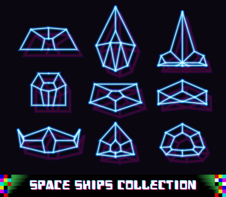 80s styled neon space ship imageのイラスト素材
