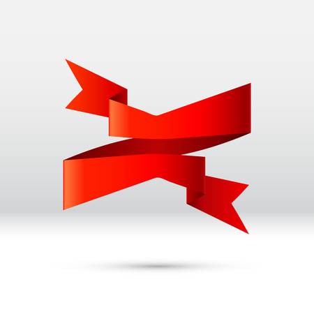 Curled red ribbon, banner or gift tape for holiday celebration or commercial discount and sale eventのイラスト素材