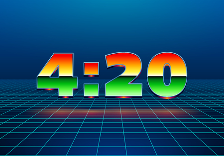 4:20 sign with retro styled shiny chrome digits for prints and party invitation postersのイラスト素材