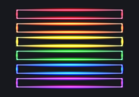 Neon rainbow flag lines for pride month, freedom and equalityのイラスト素材