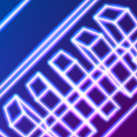 Bright neon lines abstract background with retro computer technology 80s style for party posters