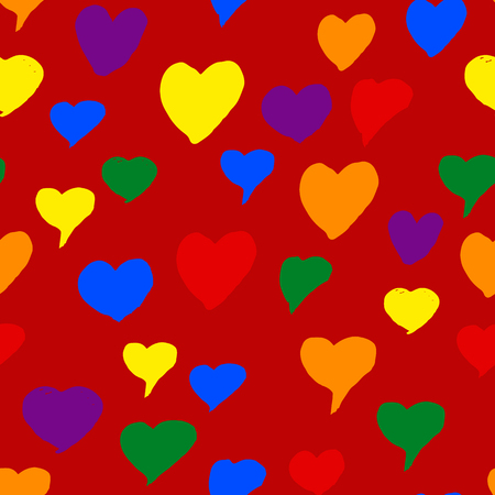 Gay pride rainbow colored pattern with hearts for Valentines Dayのイラスト素材