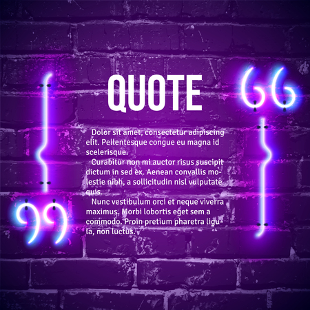 Retro hipster neon quote marks on the wallのイラスト素材