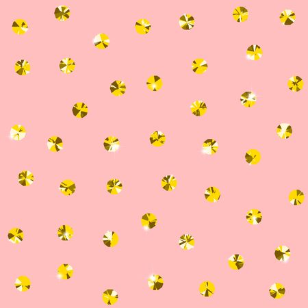 Seamless pattern with shiny golden diamonds or chrystals tiled background as abstract vintage polka dot ornamentのイラスト素材