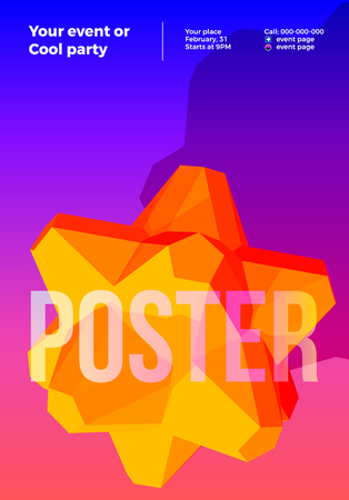 3D star shape background with vibrant color for vivid lights poster, booklet or cover in memphis styleのイラスト素材
