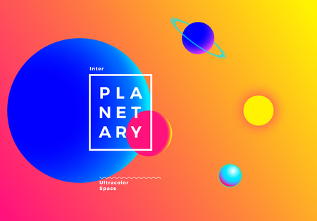 Abstract background with vibrant colorful planets in space with ultra colorsのイラスト素材