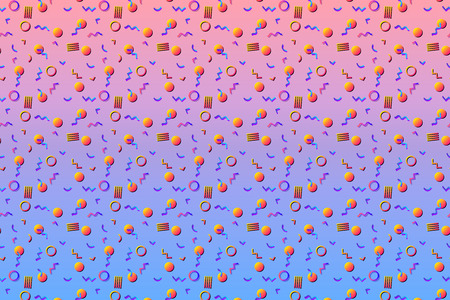 Abstract background with 80s memphis style pattern and vibrant psychedelic colors