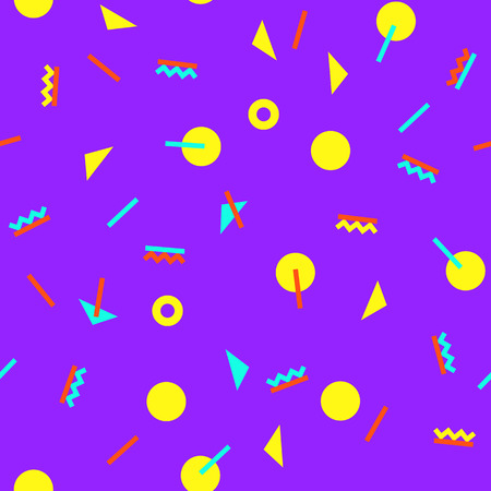 Seamless pattern with 80s memphis style and vibrant psychedelic colorsのイラスト素材