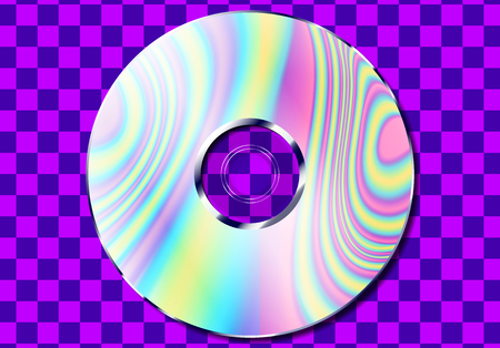 CD with holographic color ripples for hipster style and vaporwave posters or coversのイラスト素材