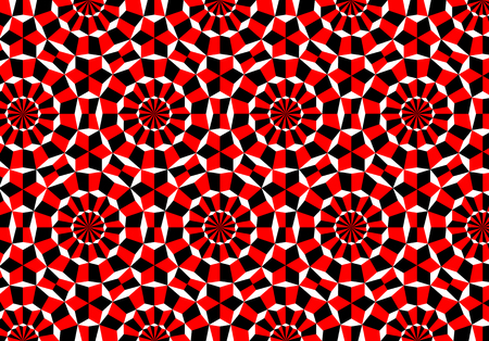 Abstract hypnotic and psychedelic background with cubes in rounds and imaginary rotation effectのイラスト素材