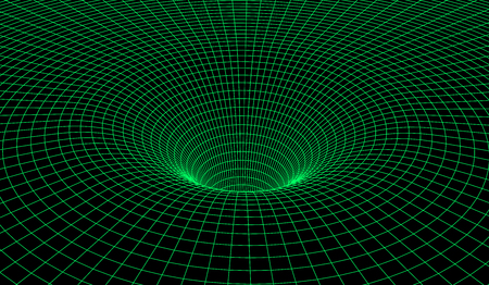 Black hole scheme with gravity grid for scientific presentation or abstract backgroundのイラスト素材