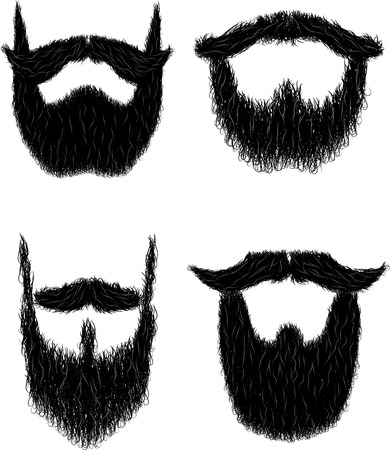 Set of hairy curly hipster beard drawings for No Shave Novemberの写真素材