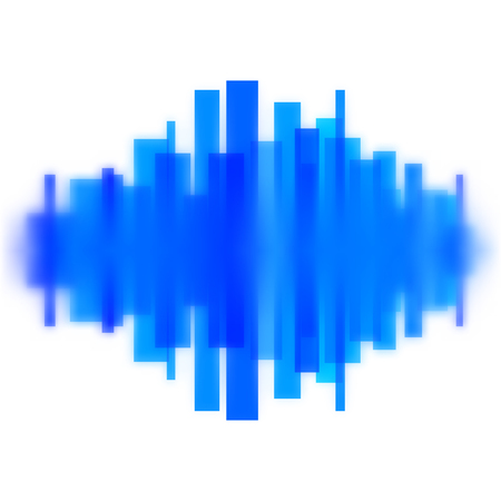 Blurred vector waveform made of transparent blue lines