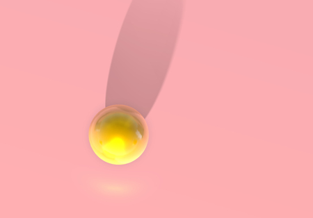 Abstract pink background with golden ball jumping in unusual perspective or from top viewのイラスト素材